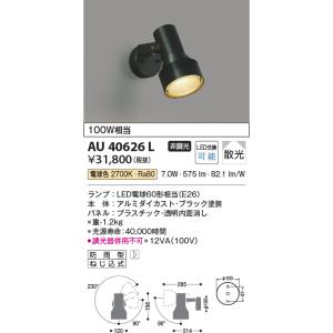 コイズミ照明　AU40626L　アウトドアスポットライト 白熱球100W相当 LED付 電球色 防雨型 ブラック｜maido-diy-reform