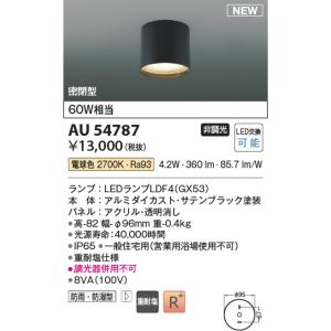 コイズミ照明 AU54787 シーリング 非調光 LED 電球色 密閉型 防雨・防湿型 サテンブラック [£]｜maido-diy-reform