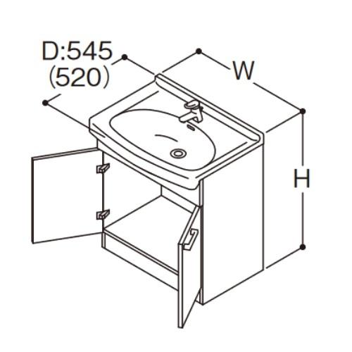 TOTO 洗面化粧台【LDA756BYQR】Aシリーズ 2枚扉 アクアオート(自動水栓) 床給水 間...