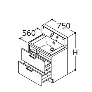 TOTO 洗面化粧台 【LDSWB075BCGEN1A】 サクア 2段引き出しタイプ 間口750 洗...