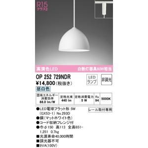 オーデリック　OP252729NDR(ランプ別梱)　ペンダントライト 非調光 LEDランプ 昼白色 プラグタイプ マットホワイト