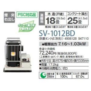 CORONA（住宅設備） 石油暖房機 コロナ SV-1012BD 半密閉式 別置タンク 