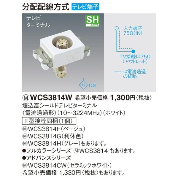 電設資材 パナソニック　WCS3814W(発注単位：10)　埋込高シールドテレビターミナル(電流通過...