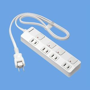 電設資材 パナソニック　WHS25149WP　ザ・タップZ ACアダプター対応 4コ口 スナップキャ...