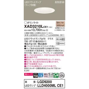 パナソニック　XAD3210LCE1(ランプ別梱)　ダウンライト 天井埋込型 LED(電球色) 美ル...
