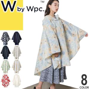 Wpc. レインポンチョ レインコート Wpc.ポンチョ R003 レディース レインウェア 自転車 おしゃれ ロング 通勤 通学 撥水 防水 紺 ネイビー 花柄 星