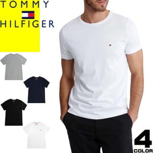 トミーヒルフィガー TOMMY HILFIGER Tシャツ クルーネック 丸首 半袖 メンズ ロゴ 刺繍 コットン 大きいサイズ ブランド プレゼント 白 黒 ホワイト ブラック