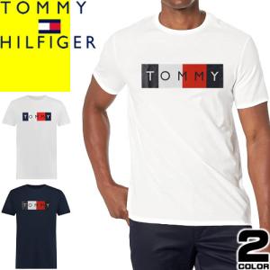 トミーヒルフィガー TOMMY HILFIGER Tシャツ 半袖 クルーネック 丸首 メンズ ロゴ プリント コットン 大きいサイズ ブランド 白 ホワイト ネイビー