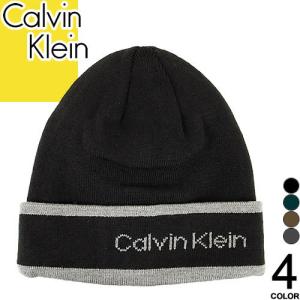 カルバンクライン Calvin Klein ニット帽 ニットキャップ メンズ レディース リバーシブル ロゴ 大きいサイズ ゴルフ ブランド プレゼント 黒 ブラック グレー