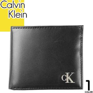 カルバンクライン Calvin Klein 財布 二つ折り財布 ビルフォールド ウィズ コインポケット メンズ ロゴ 革 本革 小銭入れ付き ブランド 薄い 黒 ブラック｜maido-selection