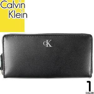 カルバンクライン Calvin Klein 財布 長財布 ジップアラウンド ウォレット メンズ レディース ロゴ ラウンドファスナー ブランド 革 本革 黒 ブラック