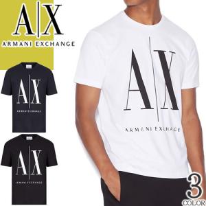アルマーニ エクスチェンジ ARMANI EXCHANGE Tシャツ メンズ 半袖 クルーネック 丸首 アイコンロゴ プリント おしゃれ 綿 ブランド 大きいサイズ 白 黒