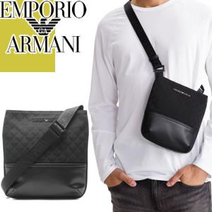 エンポリオ アルマーニ EMPORIO ARMANI バッグ ショルダーバッグ メンズ イーグルロゴ モノグラム 斜めがけ ブランド プレゼント 黒  ブラック