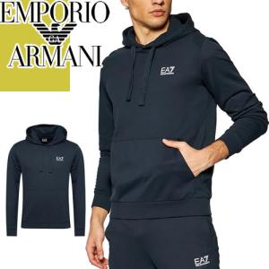 エンポリオ アルマーニ EMPORIO ARMANI EA7 パーカー プルオーバーパーカー フーデッド スウェットシャツ メンズ ロゴ プリント 長袖 ブランド ネイビー