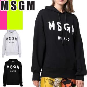 エムエスジーエム MSGM パーカー プルオーバー スウェット レディース ロゴ オーバーサイズ ブランド 黒 ブラック グレー｜maido-selection