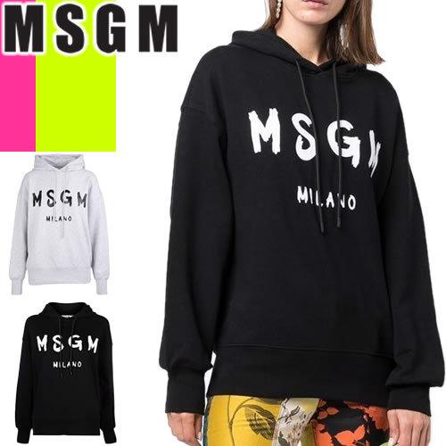 エムエスジーエム MSGM パーカー プルオーバー スウェット レディース ロゴ オーバーサイズ ブ...