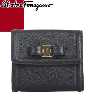 フェラガモ Salvatore Ferragamo 財布 二つ折り財布 ミニ財布 小銭入れあり レディース ヴァラ リボン レザー 本革 ブランド プレゼント 黒 ブラック