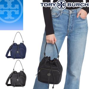 トリーバーチ TORY BURCH バッグ ショルダーバッグ ヴァージニア バケットバッグ 2way レディース ミニバッグ ナイロン 軽い 斜めがけ 小さめ 黒 ブラック｜maido-selection