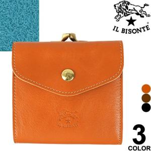 イルビゾンテ IL BISONTE 財布 二つ折り がま口 C0423 レディース メンズ ブランド 小さめ コンパクト 使いやすい 革 本革 黒 ブラック