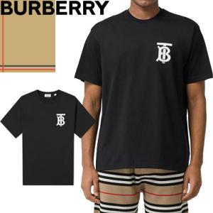 バーバリー BURBERRY Tシャツ 半袖 クルーネック 丸首 メンズ モノグラム TBロゴ コットン 大きいサイズ ブランド 黒色 ブラック