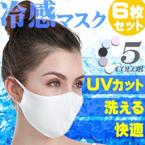 マスク 冷感 冷感マスク 6枚セット 夏用 メッシュ 夏マスク ひんやり 接触冷感 洗える 個包装 涼しい UVカット 通気性 耳が痛くならない 大人用 子供用