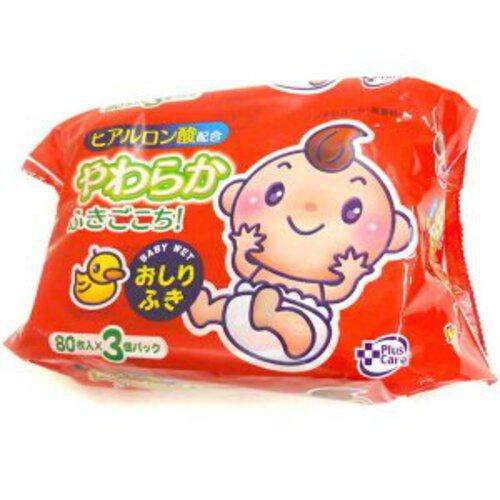 プラスケア ヒアルロン酸配合 やわらかおしりふき 80枚×3個