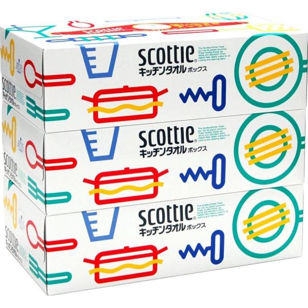 スコッティキッチンタオルボックス150枚入(75組)×3箱パック  衛生的 scottie 日本製紙...