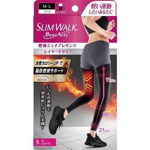 スリムウォーク ビューアクティ 燃焼シェイプレギンス スポーツ用 ブラック M-L(1足入) 衣類 ...