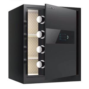 電子金庫 タッチパネル (45cm, 黒) 指紋認証 アラーム機能付き 壁付け対応