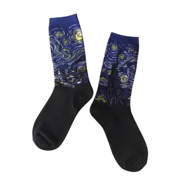 靴下 星月夜 アート ソックス ゴッホ 絵画 総柄 くつ下 レディース メンズ オシャレ かわいい