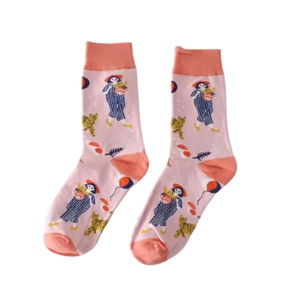 靴下 散歩 さんぽ ソックス 総柄 ピンク レディース かわいい オシャレ ファッション 足元