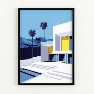 ポスター モダン 建築 (30x40cm) Modern Villa in Palm Springs, California Art Poster｜maindish