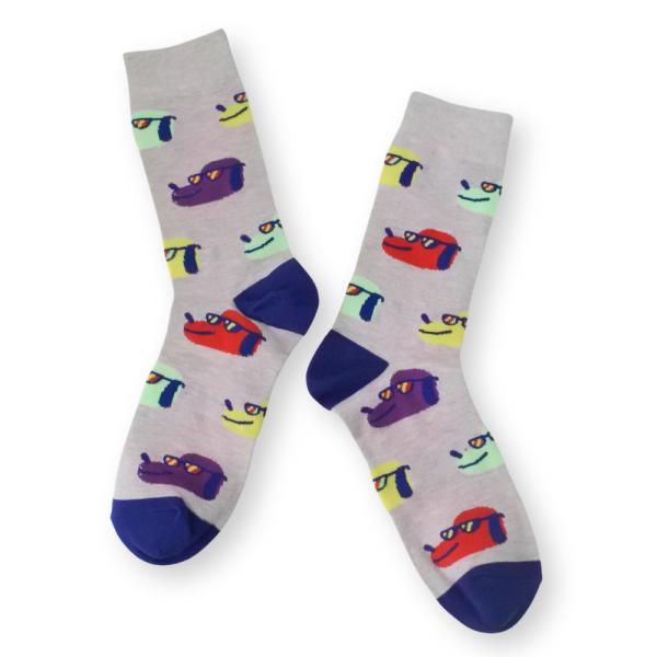 メンズ 靴下 総柄 グレー グラサン ドッグ ソックス DOG MENS お洒落 オシャレ 足元