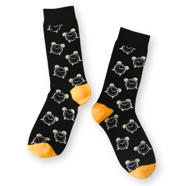 メンズ 靴下 総柄 目覚まし時計 ソックス MENS SOCKS SOX お洒落 オシャレ 足元