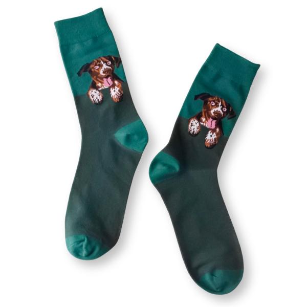 メンズ 靴下 総柄 グリーン ドッグ ソックス MENS メンズ DOG SOCKS SOX オシャ...