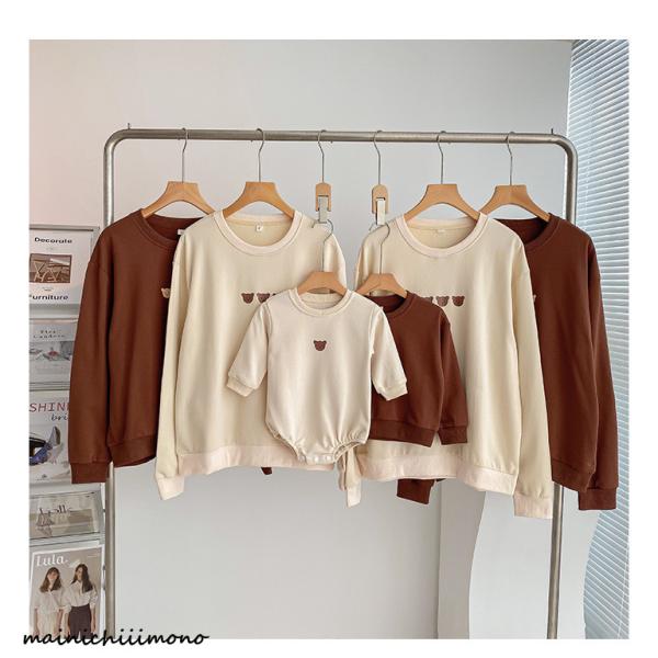 親子コーデ リンク 家族写真 お揃いコーデ 赤ちゃん 親子ペアルック ベビー トレーナー カバーオー...