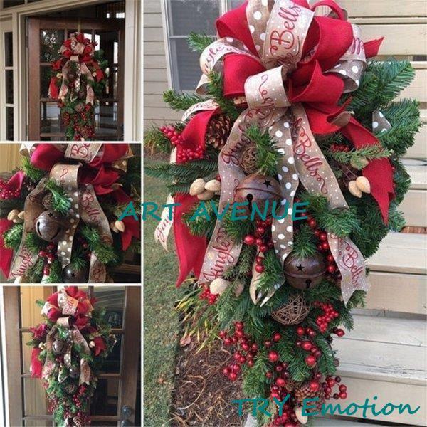 クリスマスリース クリスマス スワッグ 大きい オーナメント ナチュラル リース ドア 玄関 庭園 ...