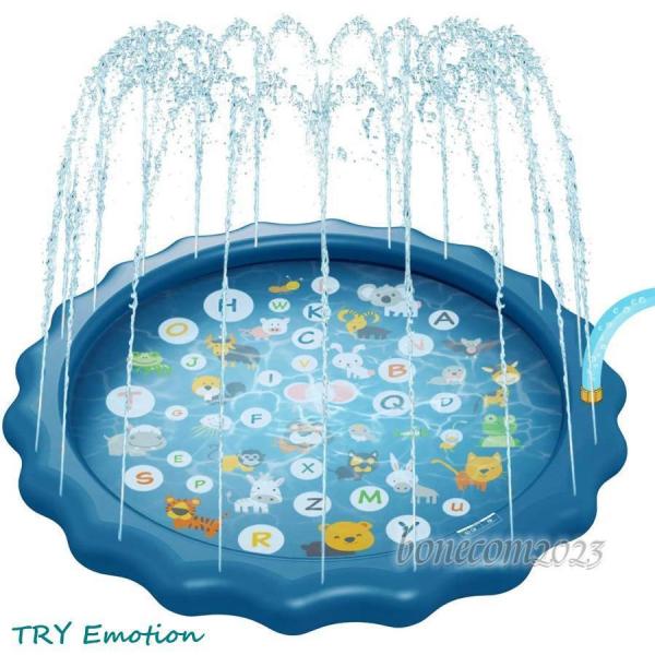 噴水マット 噴水プール スプラッ パドリングプール170CM直径 ビニールプール おもちゃプレイマッ...