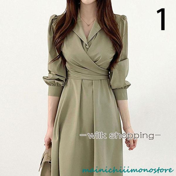 ワンピース レディース ゆったり  ロング Ａライン 秋 冬 40代 50代 長袖 着痩せ 切り替え...