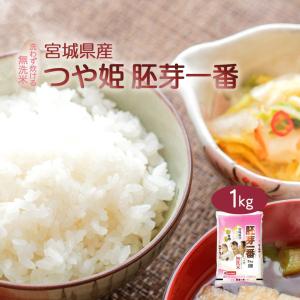 無洗米 宮城県産 胚芽一番 1kg  つや姫 お米 単一原料米  1000円 ポッキリ 食品 メール便 おくさま印