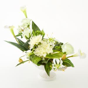 アンティークブリキポットホワイト 幅70cm / 花 造花 フラワー フラワーアレンジメント フラワーアレンジ ホワイト 白 きれい インテリア リビング｜maisondumarche