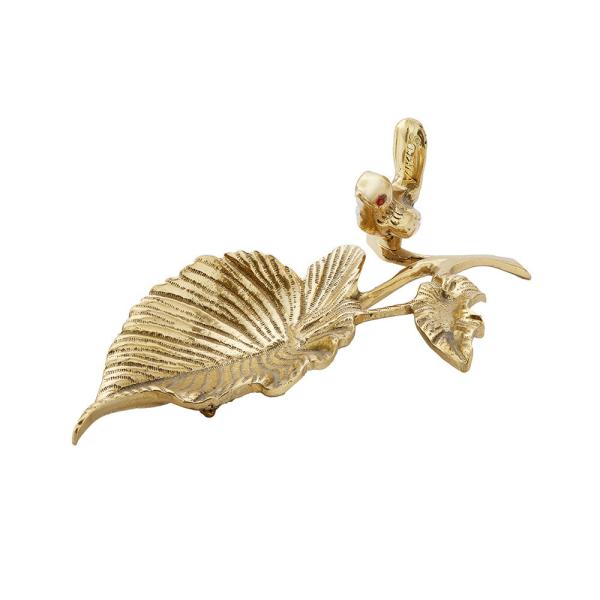 スペイン製 真鍮 灰皿 リーフ 幅22.5cm / 葉 トレートレイ 小皿 輸入雑貨 アンティーク風...