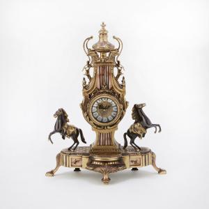 スペイン製 真鍮 置き時計 幅33cm / 金 ゴールド 時計 輸入雑貨