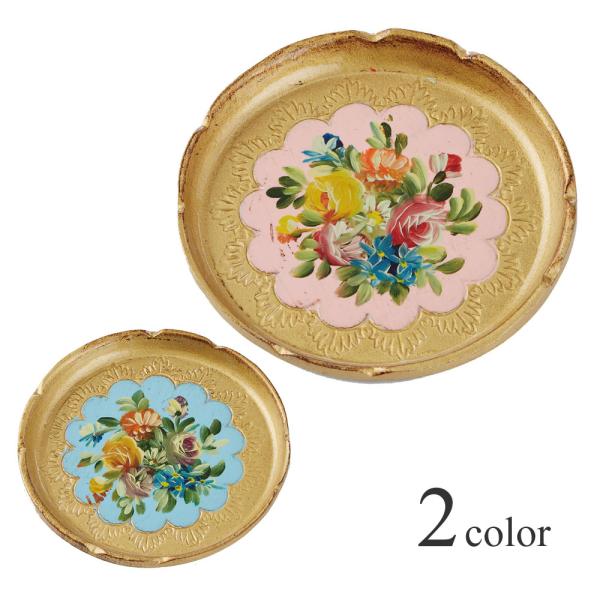 コースター おしゃれ 可愛い アンティーク 風 デザイン 円型 木製 イタリア製