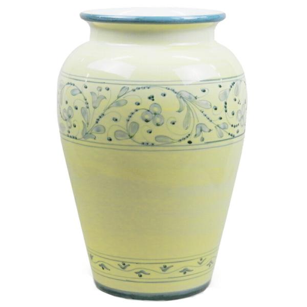 イタリア製 陶器 傘立て イエロー / アンブレラスタンド 傘 傘たて 傘立 花柄 ハンドメイド 黄...