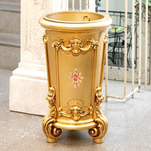 シリック 傘立て 円柱 ゴールド 直径37cm / SILIK イタリア製 家具 インテリア 玄関収納 玄関家具 傘たて 傘立 アンブレラスタンド 円型 天然木 金箔貼り 高級