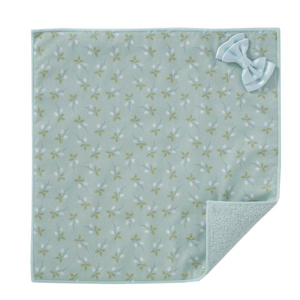 今治産タオルハンカチ ポムブルー リボン付 片面パイル 25×25cm / ポムドゥース タオル ハ...