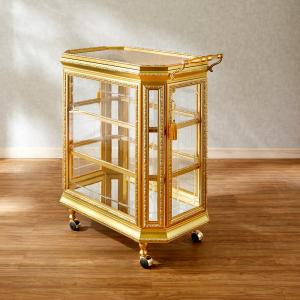 おしゃれ ワゴン キャスター付 ゴールド トロリー ガラス : インテリア