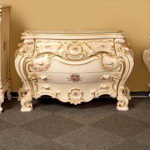 シリック 4段チェスト 幅154cm / SILIK Art.796 イタリア製 高級 輸入家具 クラシック アンティーク風 ロココ調 収納 猫足 猫脚 姫系 白家具 ホワイト