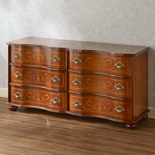 タロッコ 丸脚6段ワイドチェスト 幅110cm / チェスト イタリア製 アンティーク風 クラシック...